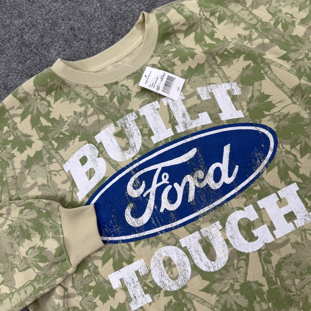 Hybrid Apparel Ford Sweatshirt Large Green Camo Built Ford Tough Mens